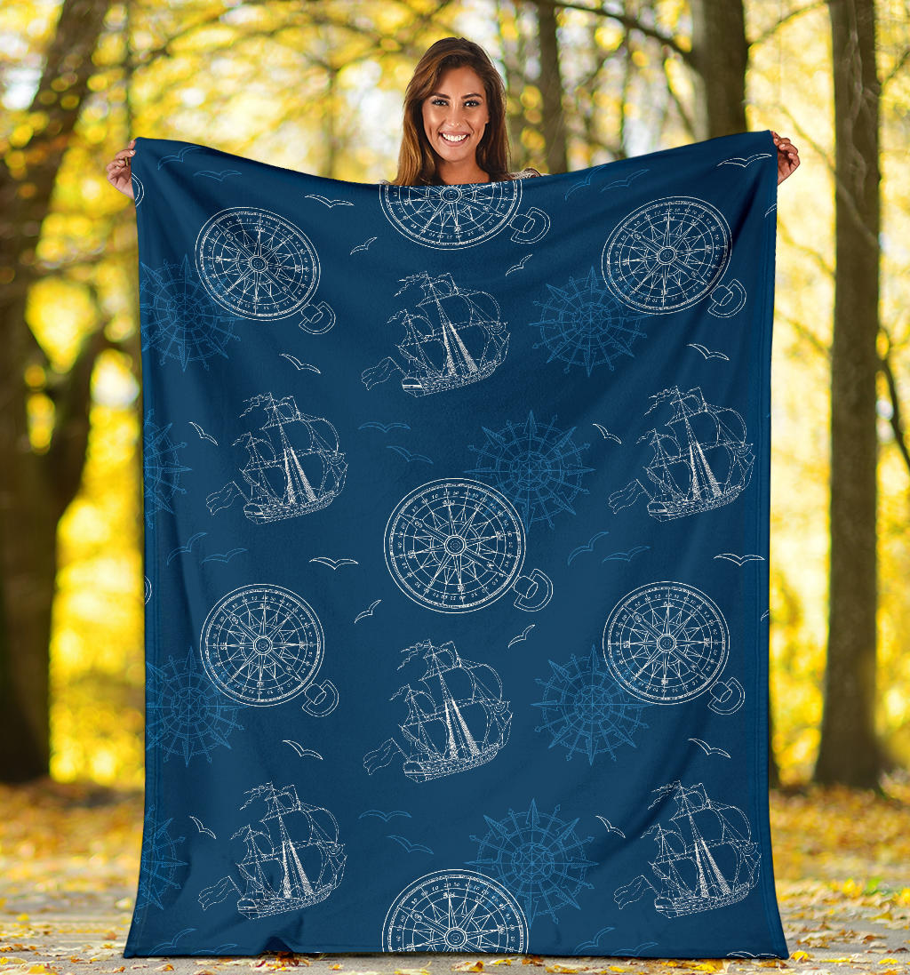 Nautical Pattern Print Design A04 Premium Blanket