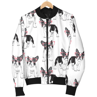 Boston Terrier Pattern Print Design 03 Men Bomber Jacket