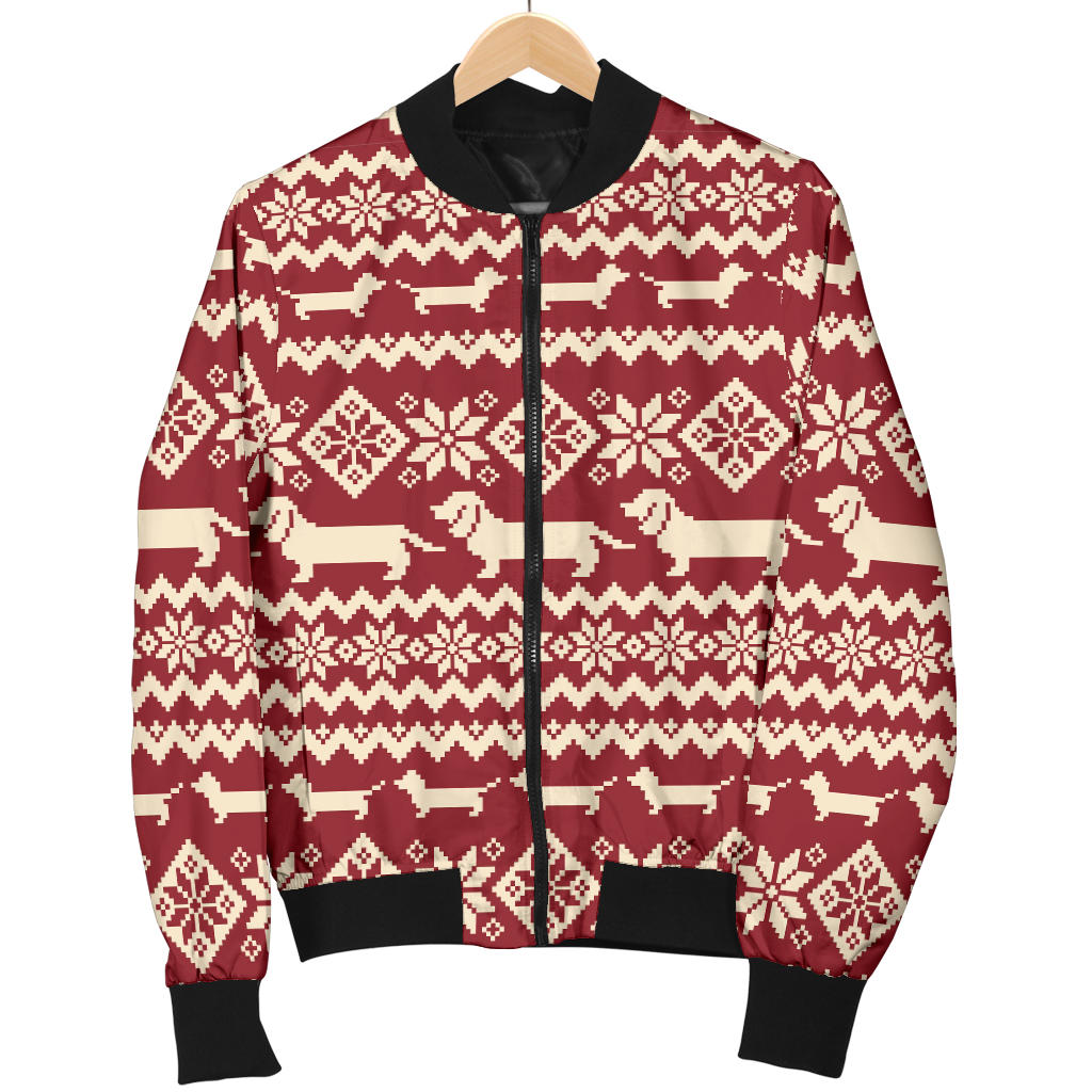 Dachshund Pattern Print Design 09 Men Bomber Jacket