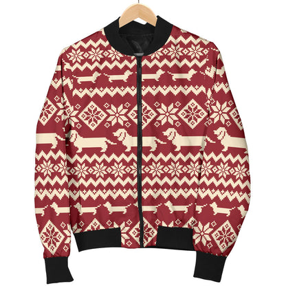 Dachshund Pattern Print Design 09 Men Bomber Jacket