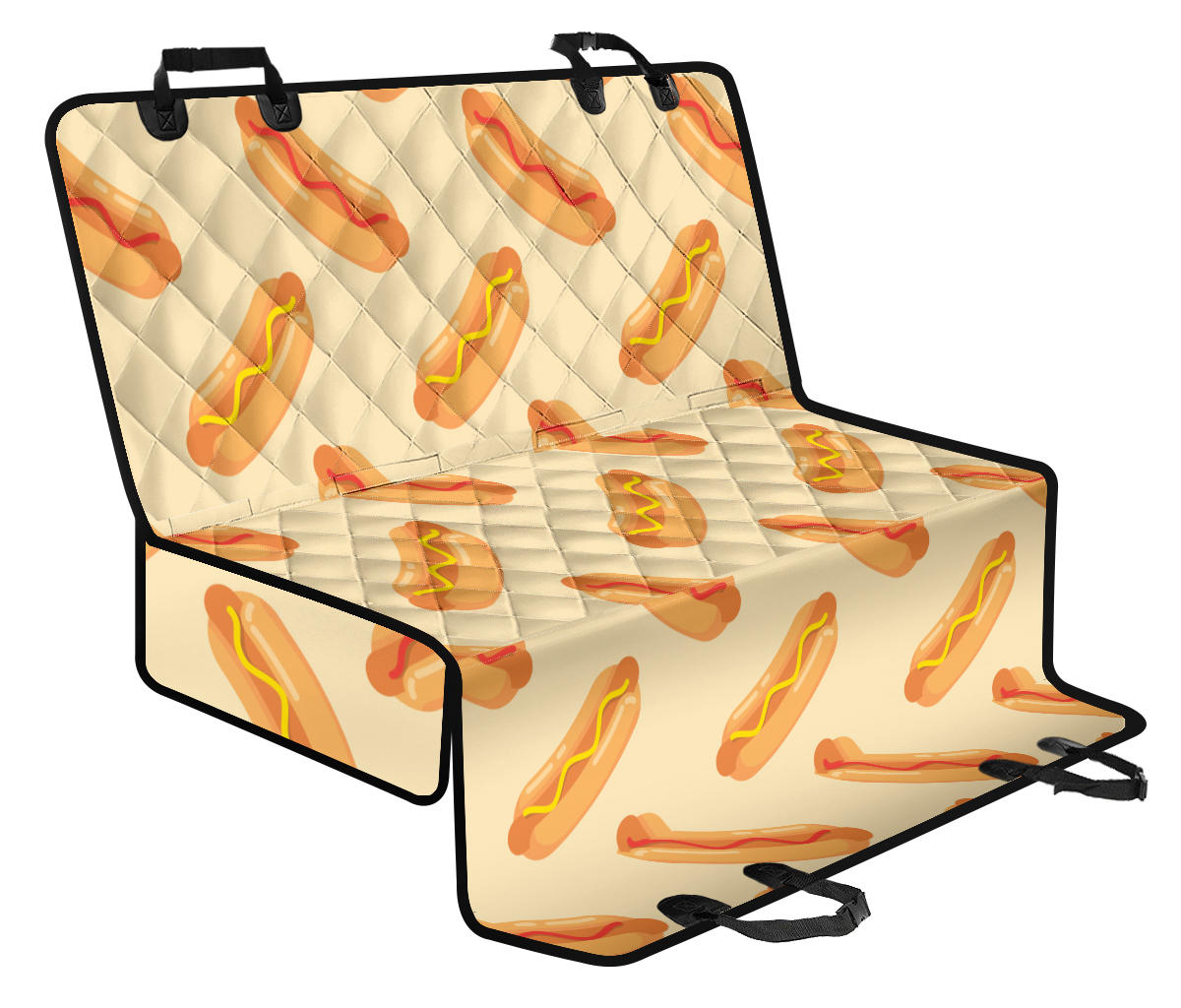 Hot Dog Pattern Print Design 05 Rear Dog Car Seat Cover Hammock