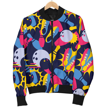Bowling Pattern Print Design 02 Men Bomber Jacket