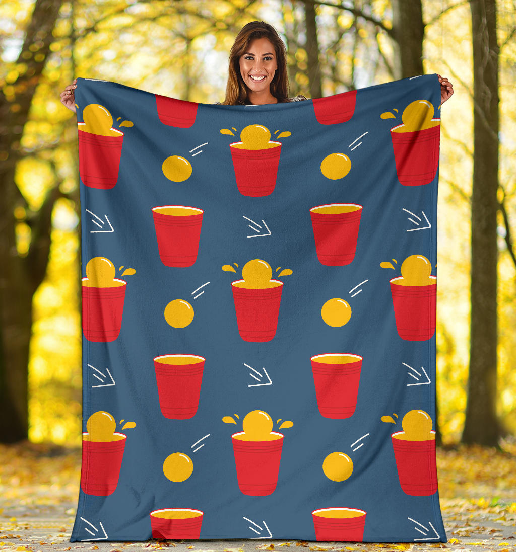Beer Pong Pattern Print Design 02 Premium Blanket