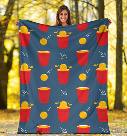 Beer Pong Pattern Print Design 02 Premium Blanket