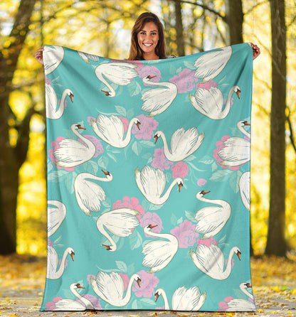 Swan Pattern Print Design 03 Premium Blanket