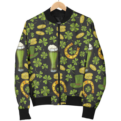 Clover St Patricks Pattern Print Design 03 Men Bomber Jacket