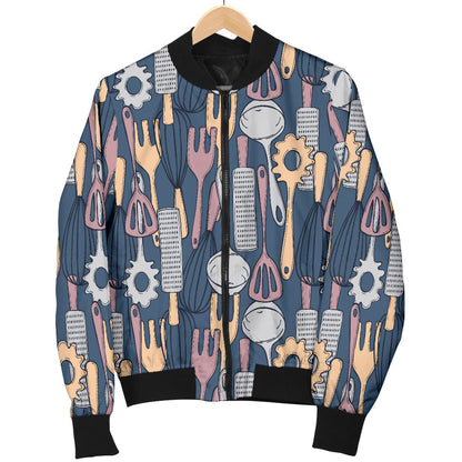 Cooking Kitchen Tools Pattern Print Design 05 Men Bomber Jacket