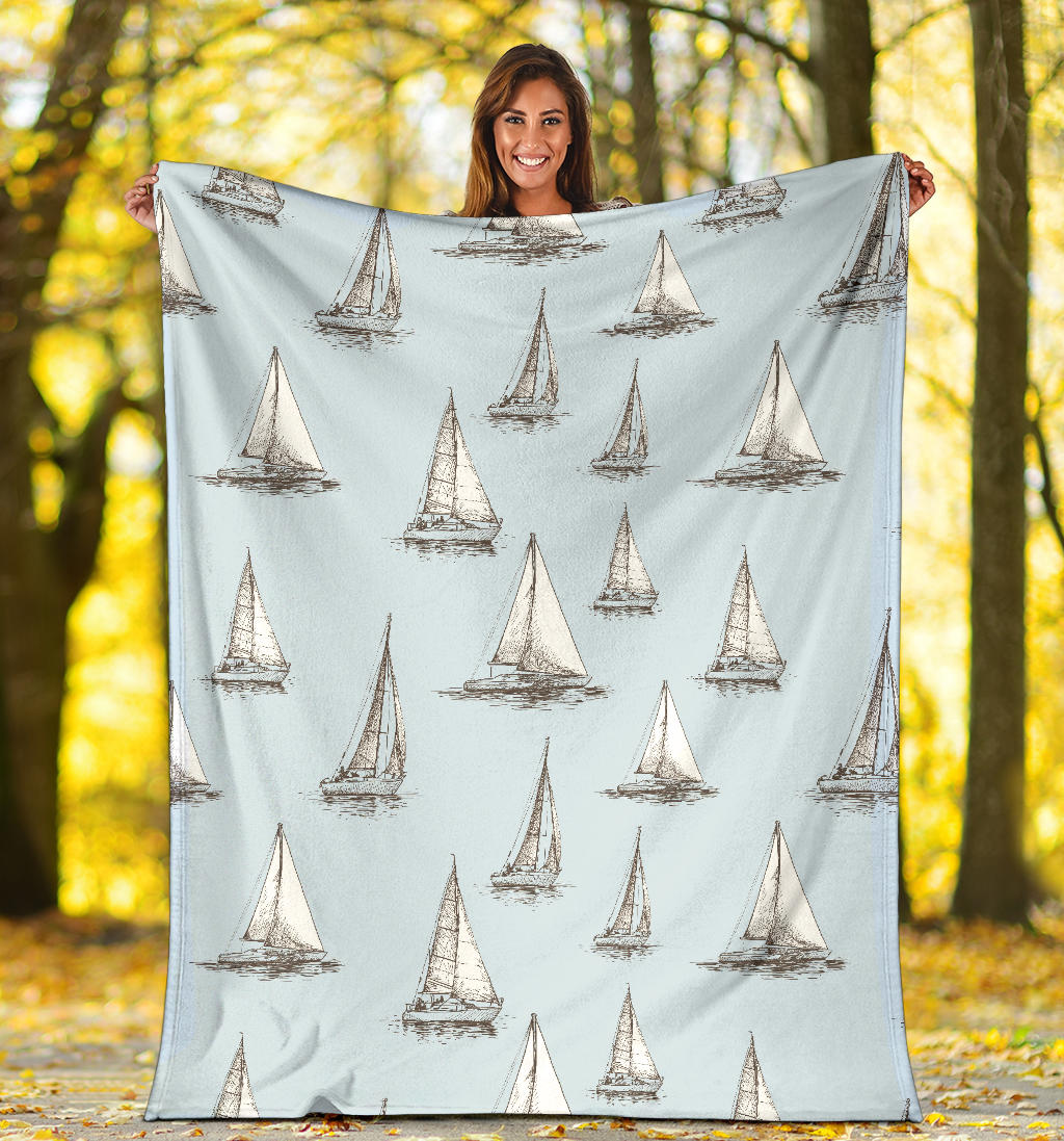 Sailing Ships Pattern Print Design A01 Premium Blanket