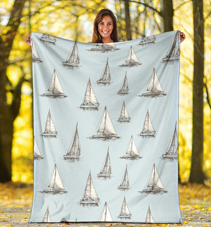 Sailing Ships Pattern Print Design A01 Premium Blanket