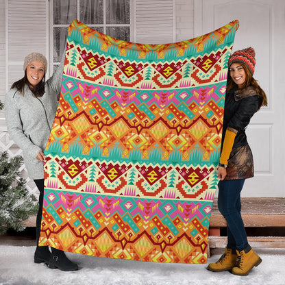 Aztec Pattern Print Design 03 Premium Blanket