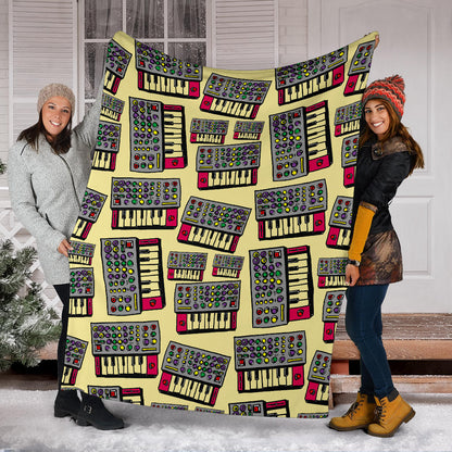 Synthesizer Pattern Print Design 01 Premium Blanket