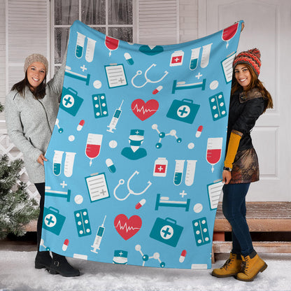 Nurse Pattern Print Design A03 Premium Blanket