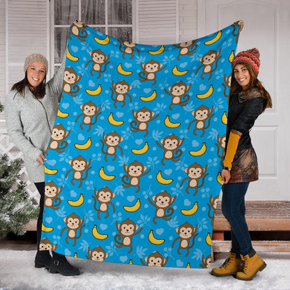 Monkey Pattern Print Design 05 Premium Blanket