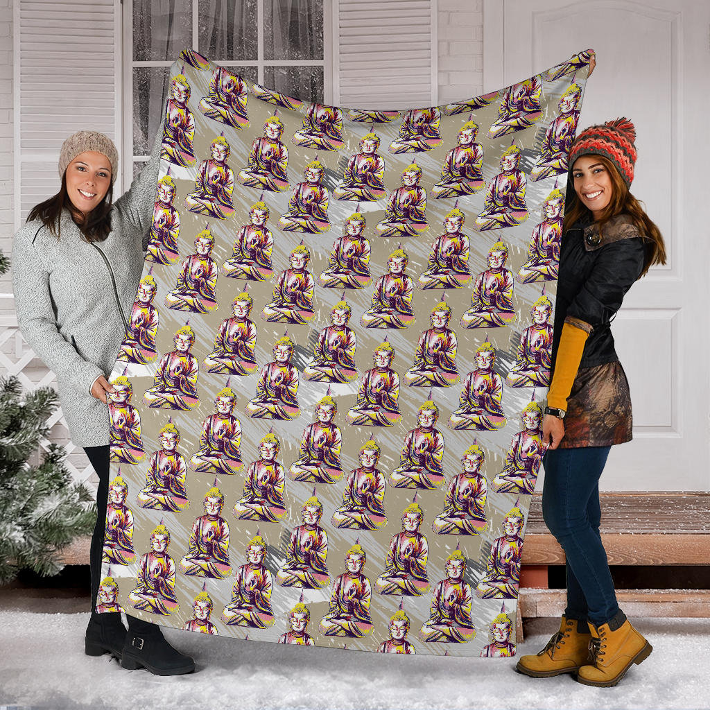 Buddha Pattern Print Design 07 Premium Blanket