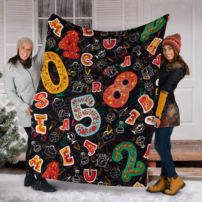 Number Pattern Print Design A03 Premium Blanket