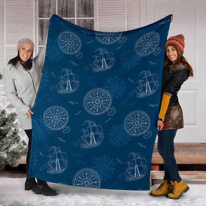 Nautical Pattern Print Design A04 Premium Blanket
