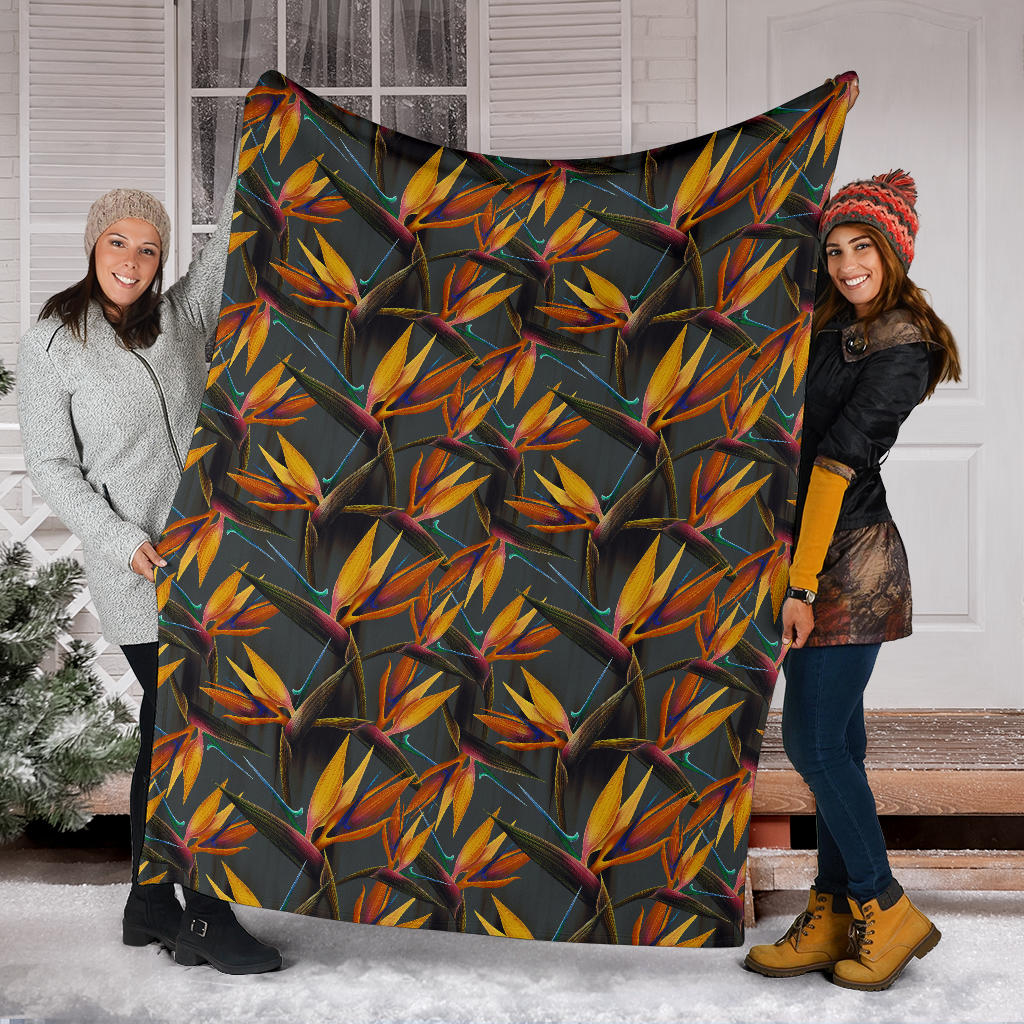Bird Of Paradise Pattern Print Design 01 Premium Blanket