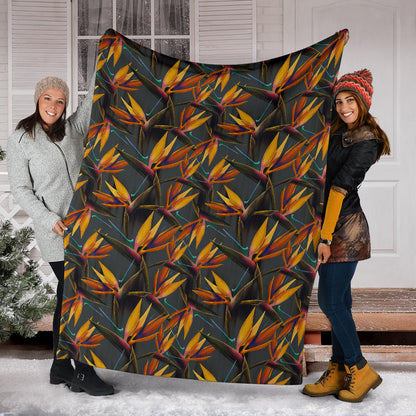 Bird Of Paradise Pattern Print Design 01 Premium Blanket