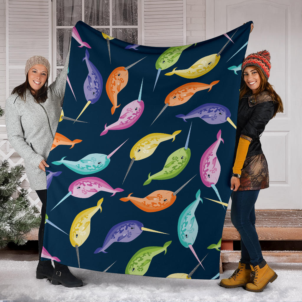Narwhal Colorful Pattern Print Design 03 Premium Blanket