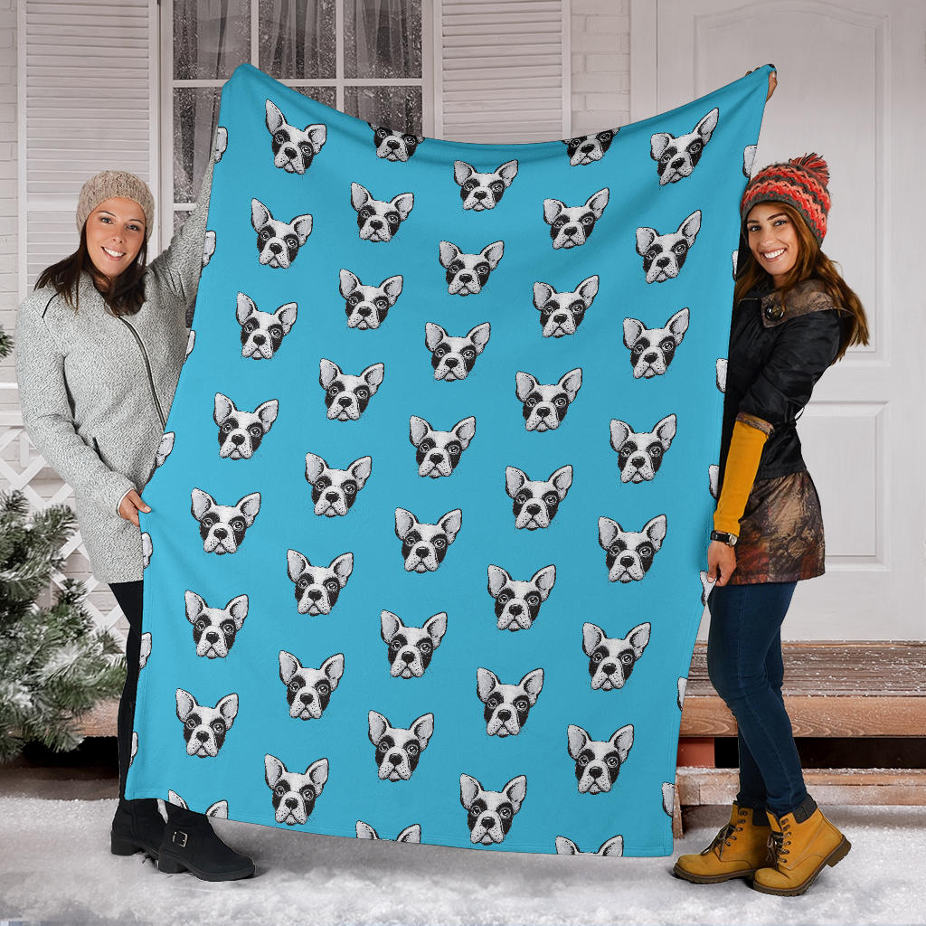 Boston Terrier Pattern Print Design 01 Premium Blanket