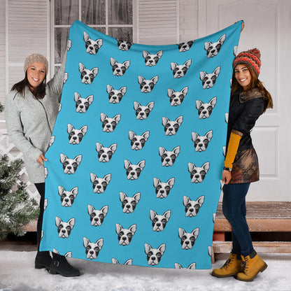 Boston Terrier Pattern Print Design 01 Premium Blanket