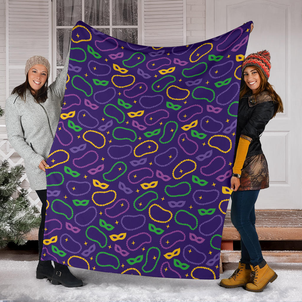 Mardi Gras Pattern Print Design 04 Premium Blanket
