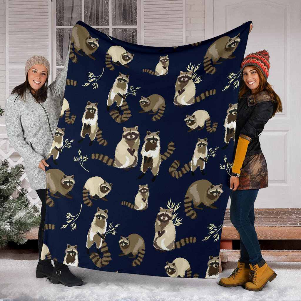 Raccoon Pattern Print Design A06 Premium Blanket