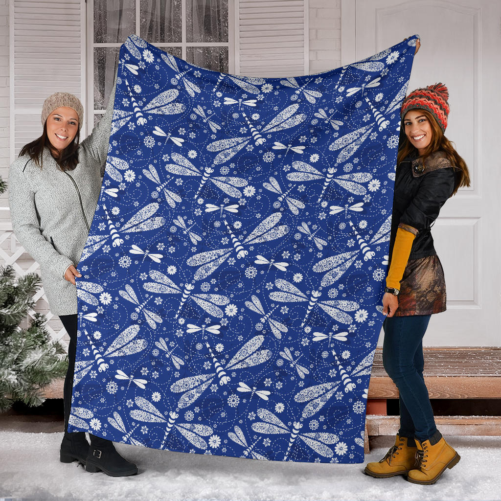 Dragonfly Pattern Print Design 03 Premium Blanket