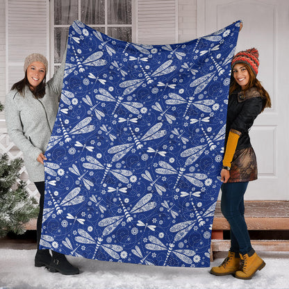 Dragonfly Pattern Print Design 03 Premium Blanket