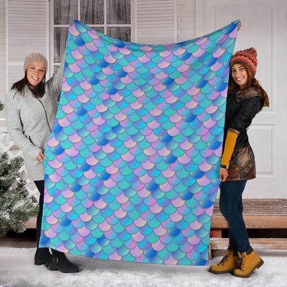 Mermaid Scales Pastel Pattern Print Design 07 Premium Blanket
