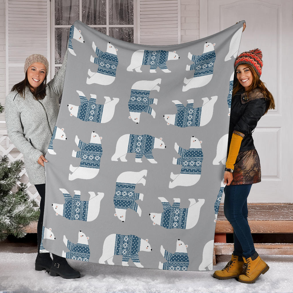 Polar Bear Pattern Print Design A03 Premium Blanket