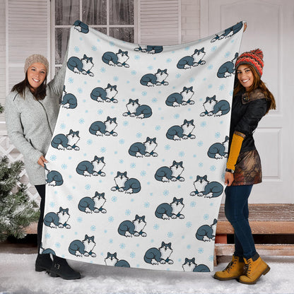 Alaskan Malamute Pattern Print Design 03 Premium Blanket
