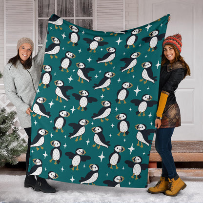 Puffin Pattern Print Design A05 Premium Blanket