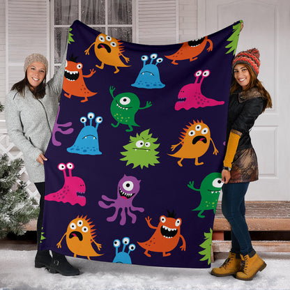 Monster Cartoon Pattern Print Design 02 Premium Blanket