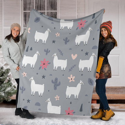 Llama Pattern Print Design 010 Premium Blanket