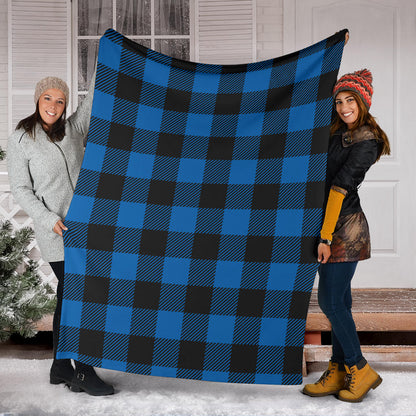 Buffalo check Blue Pattern Print Design 03 Premium Blanket