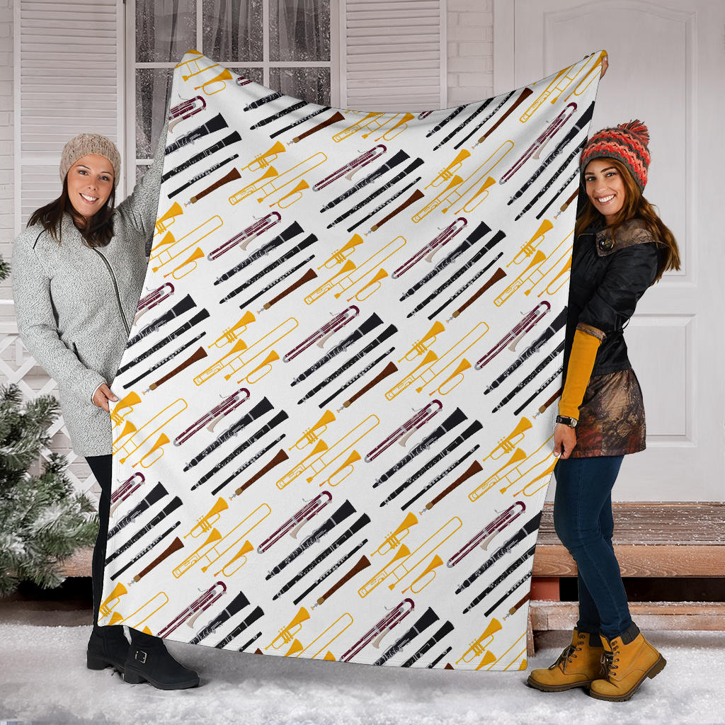 Clarinet Pattern Print Design 01 Premium Blanket