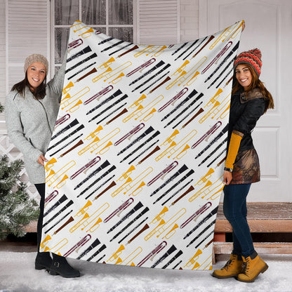 Clarinet Pattern Print Design 01 Premium Blanket