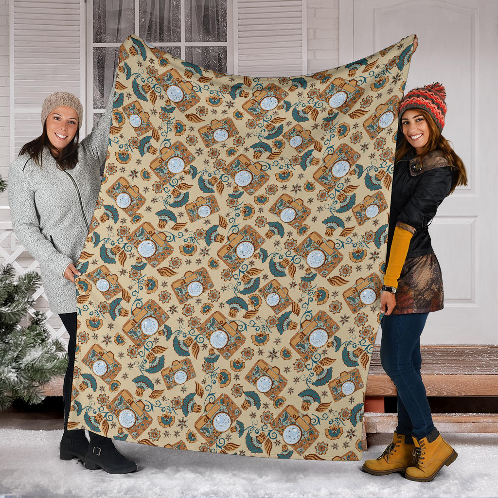 Camera Pattern Print Design 05 Premium Blanket