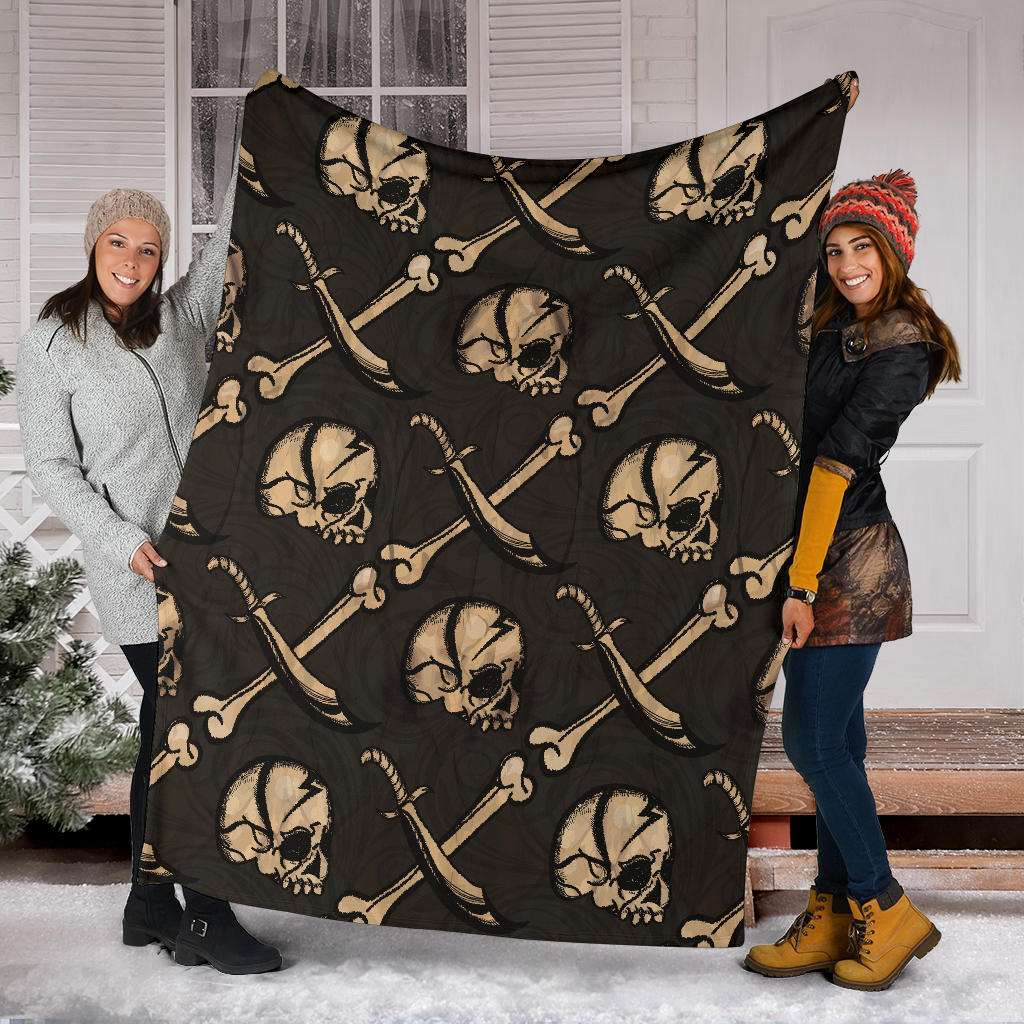 Pirate Pattern Print Design A03 Premium Blanket