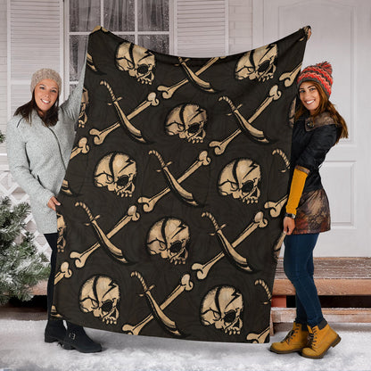 Pirate Pattern Print Design A03 Premium Blanket