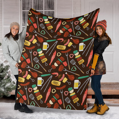 Barbecue Pattern Print Design 05 Premium Blanket