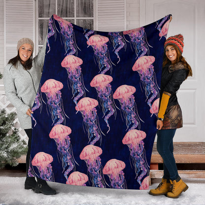 Jellyfish Pattern Print Design 03 Premium Blanket