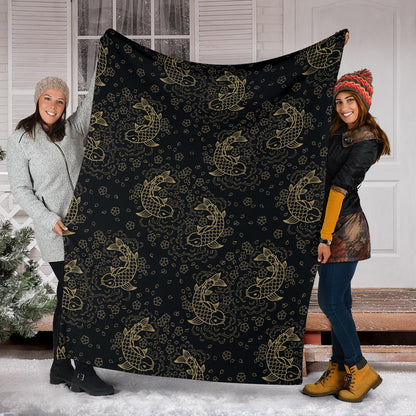 KOI Fish Pattern Print Design 02 Premium Blanket