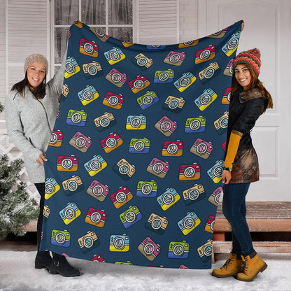 Camera Pattern Print Design 03 Premium Blanket