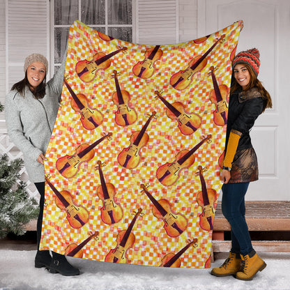 Violin Pattern Print Design 03 Premium Blanket