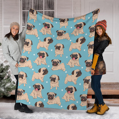 Pug Pattern Print Design A03 Premium Blanket