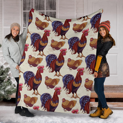 Rooster Pattern Print Design A03 Premium Blanket