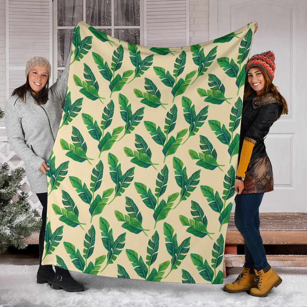Banana Leaf Pattern Print Design 01 Premium Blanket