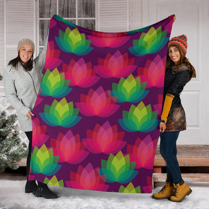 Lotus Pattern Print Design 02 Premium Blanket